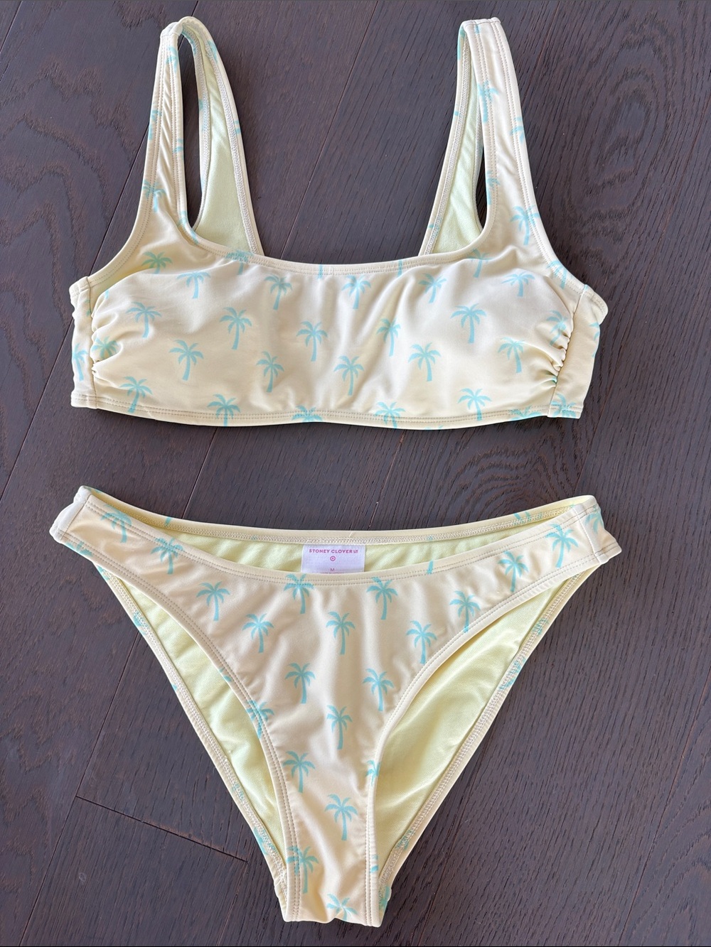 Stoney Clover Lane Target 🎯Yellow Palm Print Bikini Set Medium bottom/ Large Top